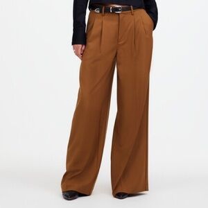 Madewell The Harlow Super Wide Leg Trouser Camel Tan Wool Pants 6